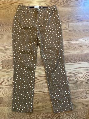 Anthropologie Tan Polka Dot Essential Skinny Pants